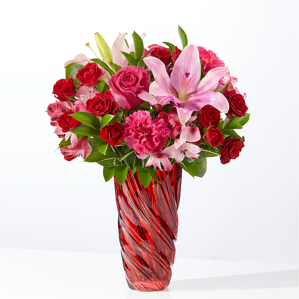 In Love Bouquet with Luxe Swirl Vase – Dreamy Flowers Llc, Wesley Chapel FL
