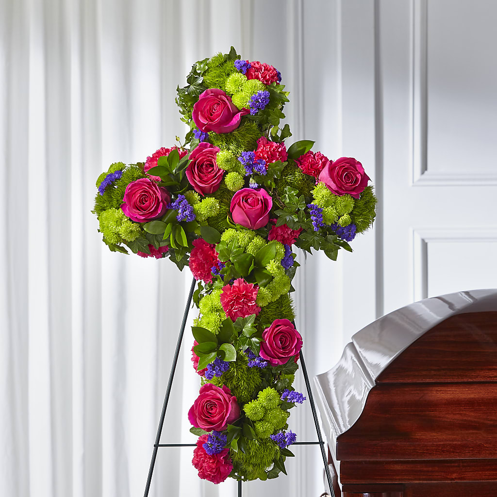 Tribute Rose Floral Cross – Dreamy Flowers Llc, Wesley Chapel FL