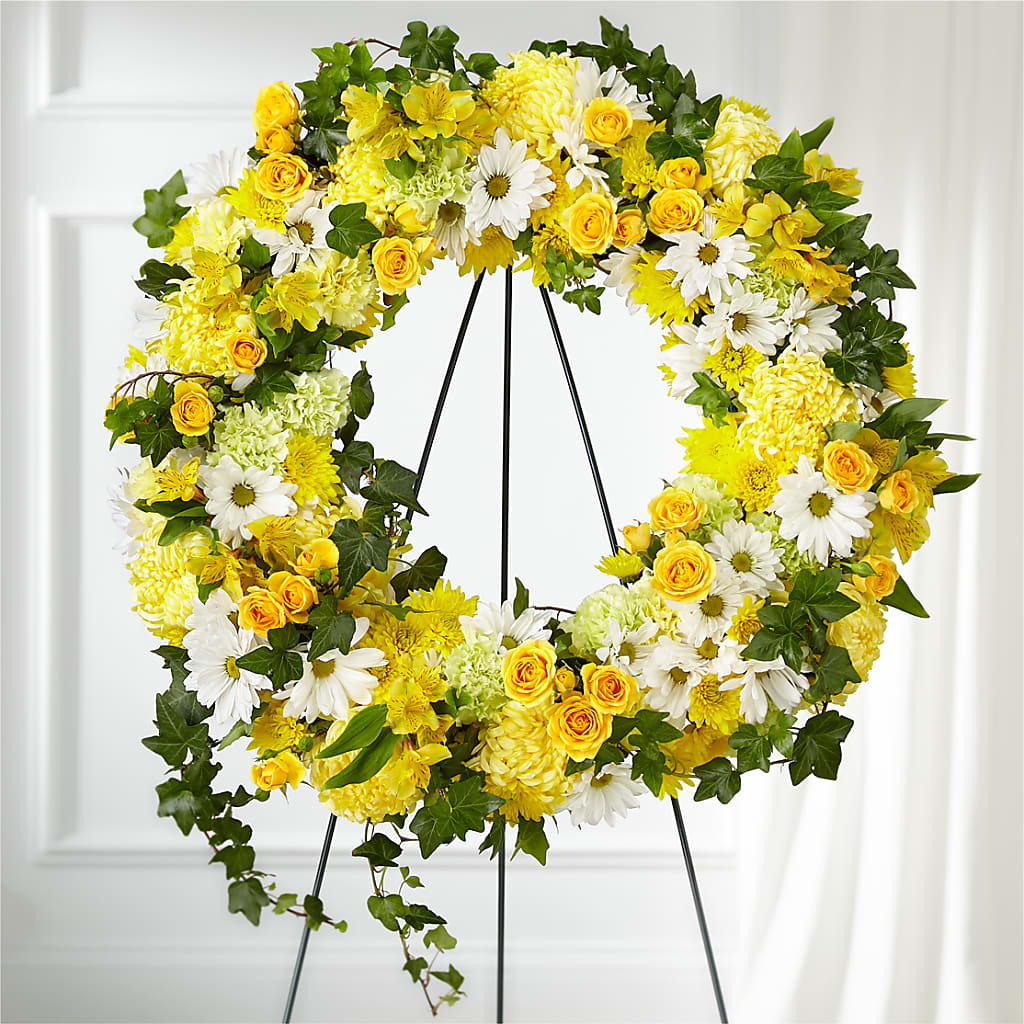 Golden Remembrance Wreath – Dreamy Flowers Llc, Wesley Chapel FL