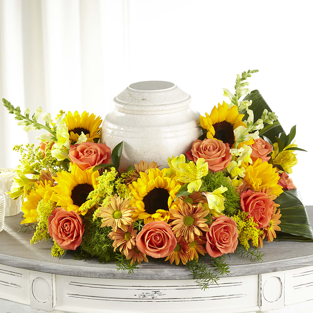 Faithful Sunflower Cremation Adornment – Dreamy Flowers Llc, Wesley Chapel FL