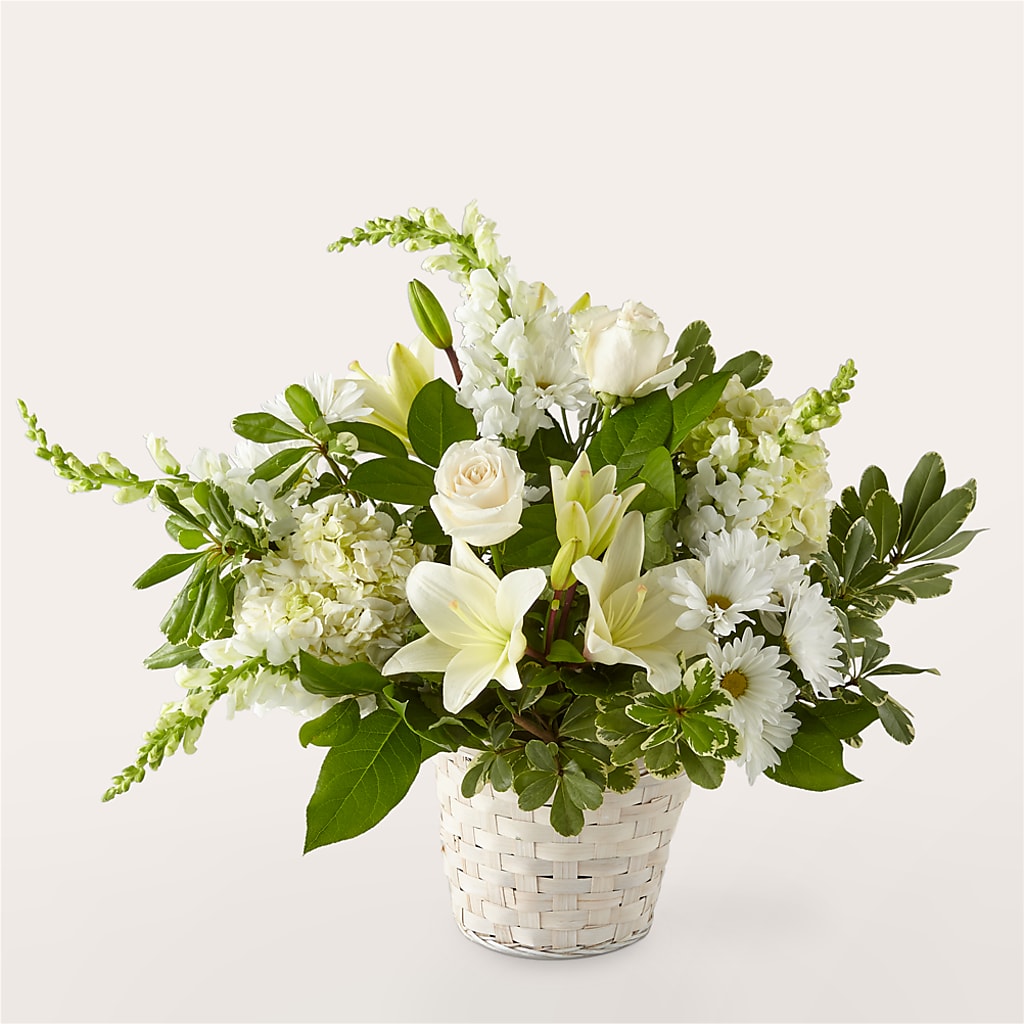 Ivory Elegance Floral Basket – Dreamy Flowers Llc, Wesley Chapel FL
