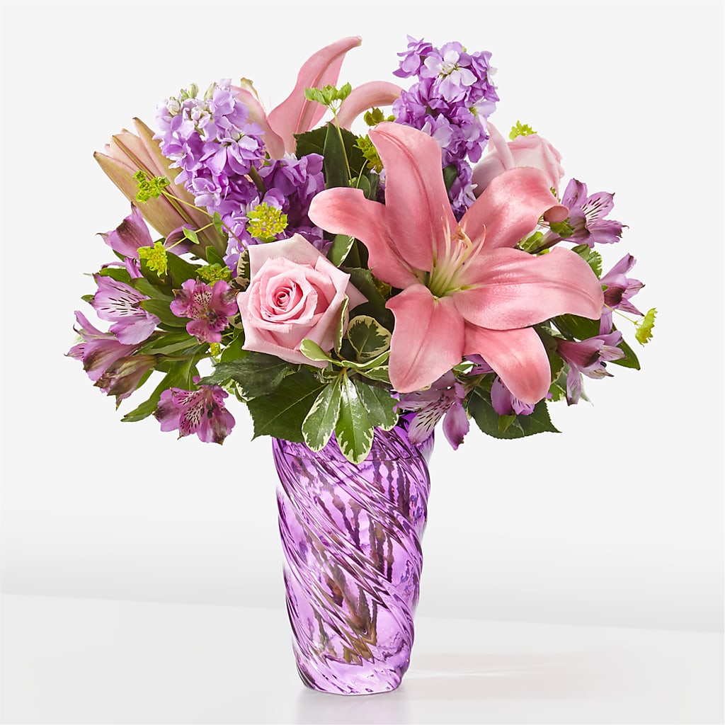 Precious Petals Bouquet with Luxe Swirl Vase – Dreamy Flowers Llc, Wesley Chapel FL