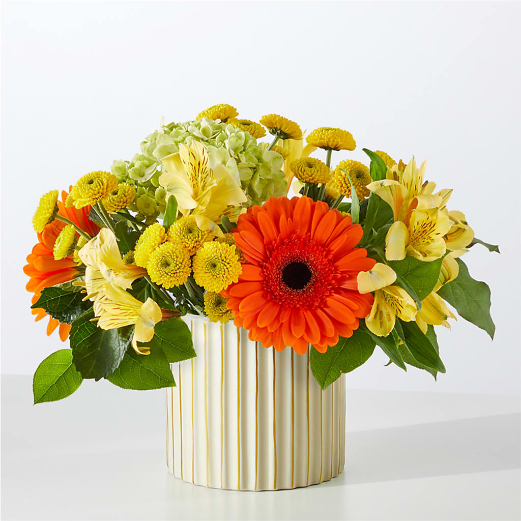 Autumn Sunshine Bouquet with Ivory Vase – Dreamy Flowers Llc, Wesley Chapel FL