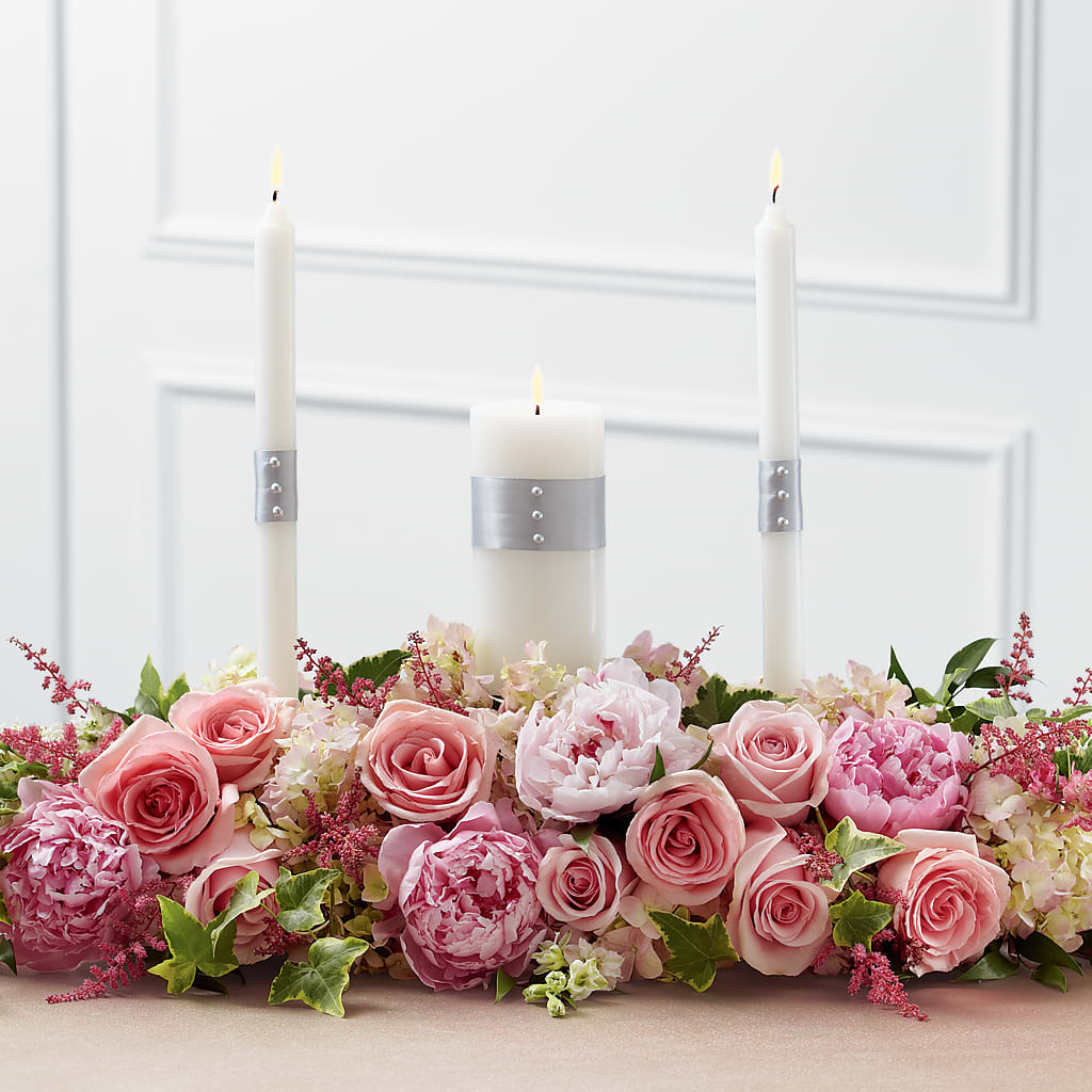 Worldwide Romance Unity Candle Arrangement – Dreamy Flowers Llc, Wesley Chapel FL