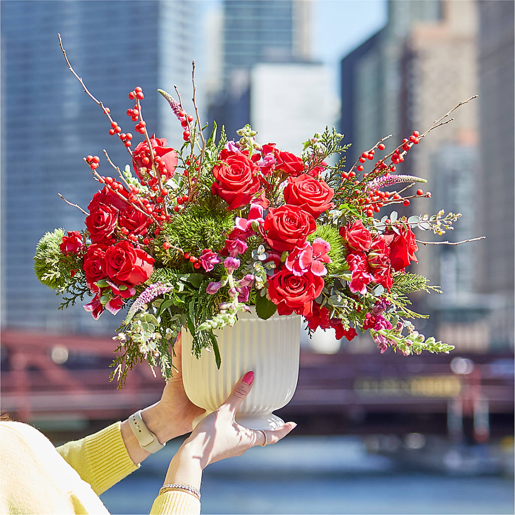 Big Red Bow Bouquet –  Dreamy Flowers Llc, Wesley Chapel FL