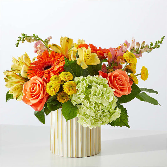 Autumn Sunshine Bouquet with Ivory Vase – DREAMY FLOWERS LLC, Wesley Chapel FL