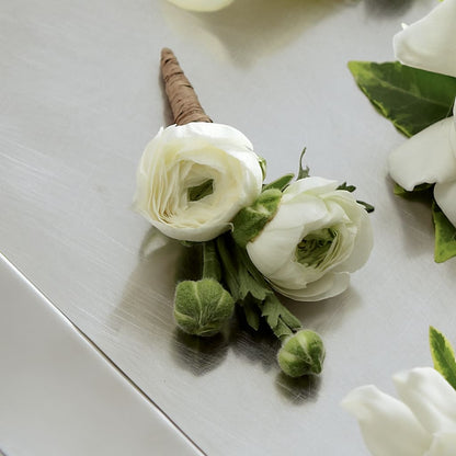 White Ranunculus Boutonniere –  Dreamy Flowers Llc, Wesley Chapel FL