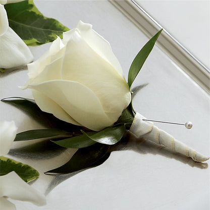 White Rose Boutonniere –  Dreamy Flowers Llc, Wesley Chapel FL